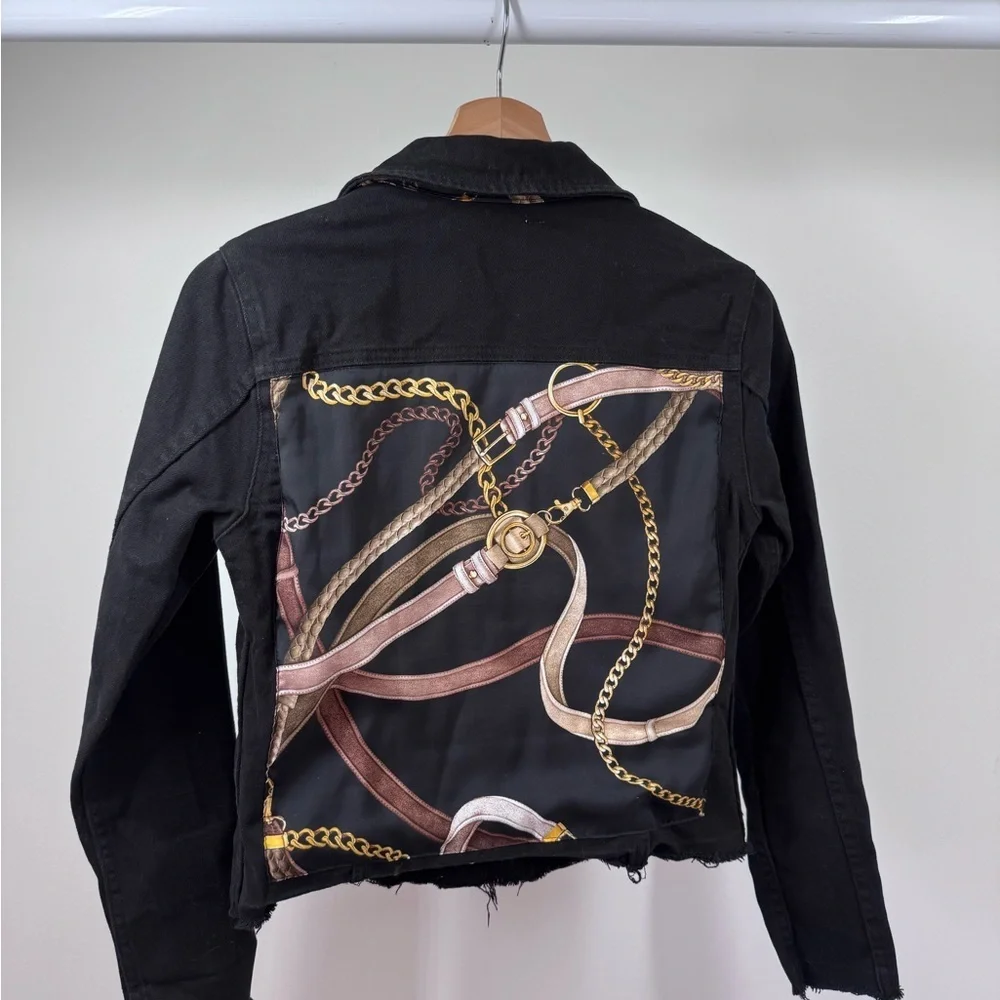 Women's Jean Jacket with Chain Print